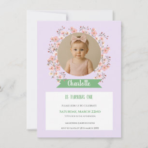 Floral Photo Birthday Invitation for Girl