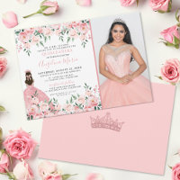 Floral Photo Blush Pink Quinceanera