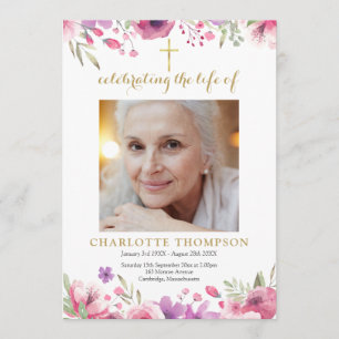 Floral Photo Christian Memorial Order Of Service Programme