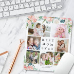 Floral Photo Collage BEST MOM EVER Personalised Mouse Pad<br><div class="desc">Create a keepsake photo memory mouse pad with a collage of 7 of your favourite pictures accented with watercolor blush pink and rose coloured flowers on a changeable white background. The simple, classic title BEST MOM EVER can be changed and you can add a personal message like HAPPY MOTHER'S DAY,...</div>