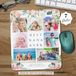 Floral Photo Collage BEST NANA EVER Personalized Mouse Pad<br><div class="desc">Create a photo memory mouse pad with a collage of 7 photos on a changeable white background accented with blush pink, white and rose colored peony flowers and gray text. TITLE CHANGE: The simple, classic title BEST NANA EVER can be changed and you can add a personal message or grandchildren's...</div>