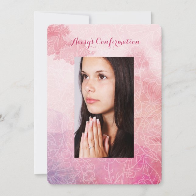 Floral Photo Confirmation Invitation (Front)