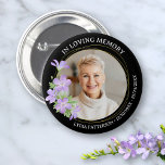 Floral Photo Elegant Memorial Sympathy Funeral 6 Cm Round Badge<br><div class="desc">Honour your loved one with this beautiful button featuring a photo framed by a floral gold circle border.  Add your custom text to personalise.  Easily change the background colour to suit your needs. The perfect keepsake memory to hand out to family and friends.</div>