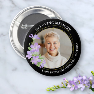 Floral Photo Elegant Memorial Sympathy Funeral 6 Cm Round Badge