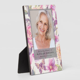 Floral Photo Funeral Memorial Plaque