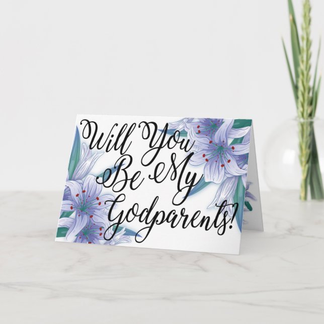 Floral Photo Godparents Proposal Card (Front)