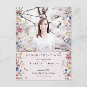 Floral Photo Graduation Announcement Postcard