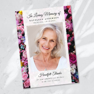 Floral Photo Keepsake Funeral Memorial Thank You Card