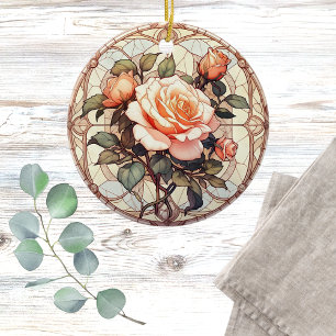 Floral Photo Memorial  Ceramic Tree Decoration