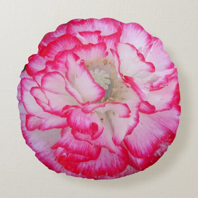 Floral Photo Realistic Pink Poppy flower Round Cushion (Front)
