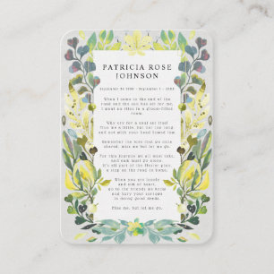 Floral Photo Sympathy Funeral Memorial Card