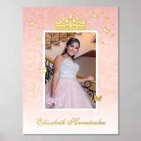 Floral Photo Vintage Crown Light Pink Rose Gold