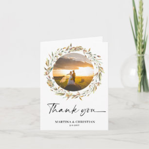 Floral Photo Wedding Folded Thank You Card