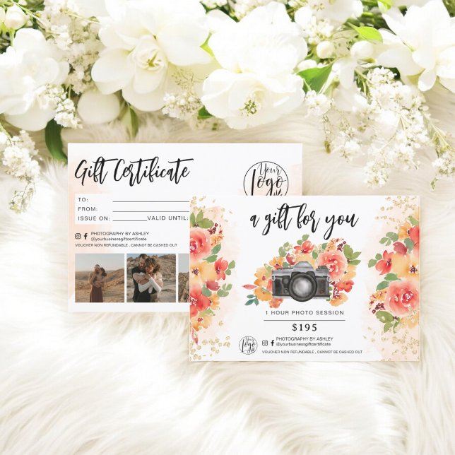 floral photographer gold gift certificate logo (floral photographer gold gift certificate logo)