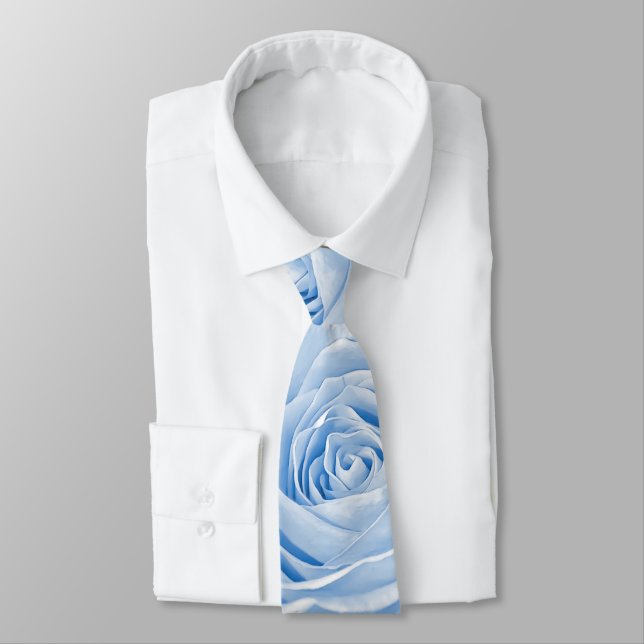 Floral Photography Dainty Light Blue Rose Pic Tie (Tied)