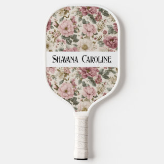 Floral pickleball paddle - name personalised