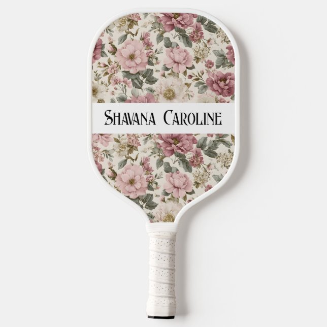 Floral pickleball paddle - name personalised (Back)