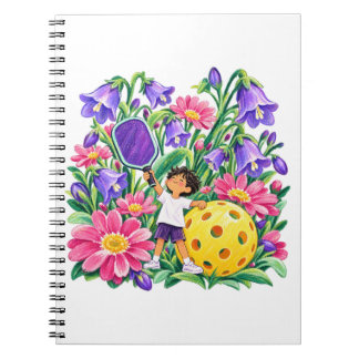 Floral Pickleball Player Purple Pink Sports Gift Notebook