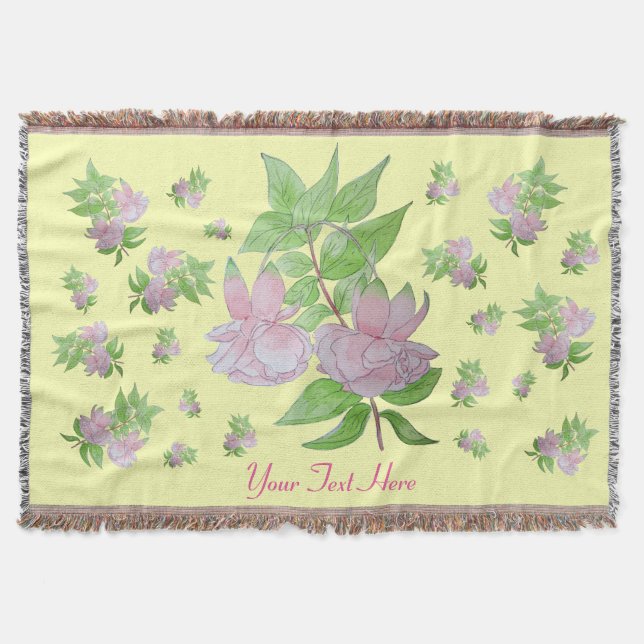 floral picture of bunches of pretty pink flowers throw blanket (Front)