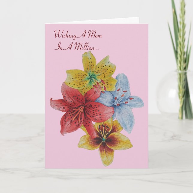 floral picture pretty flowers with mum verse card (Front)