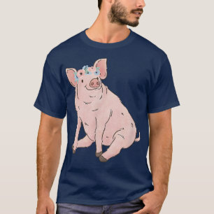 Floral Pig Mum Farm Animal Lovers  T-Shirt