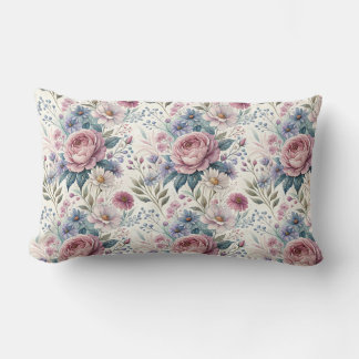 Floral Pillow Cover with Vintage Bloom Pattern