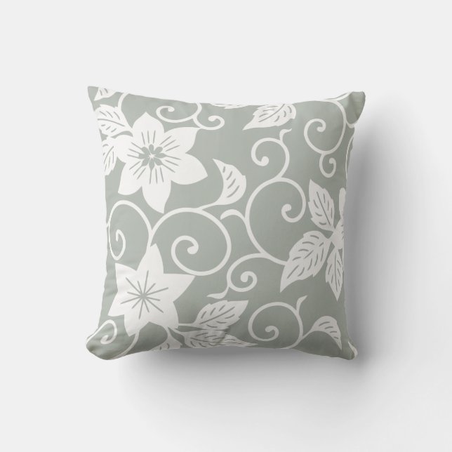 Floral Pillow - Silver Grey Pattern (Front)