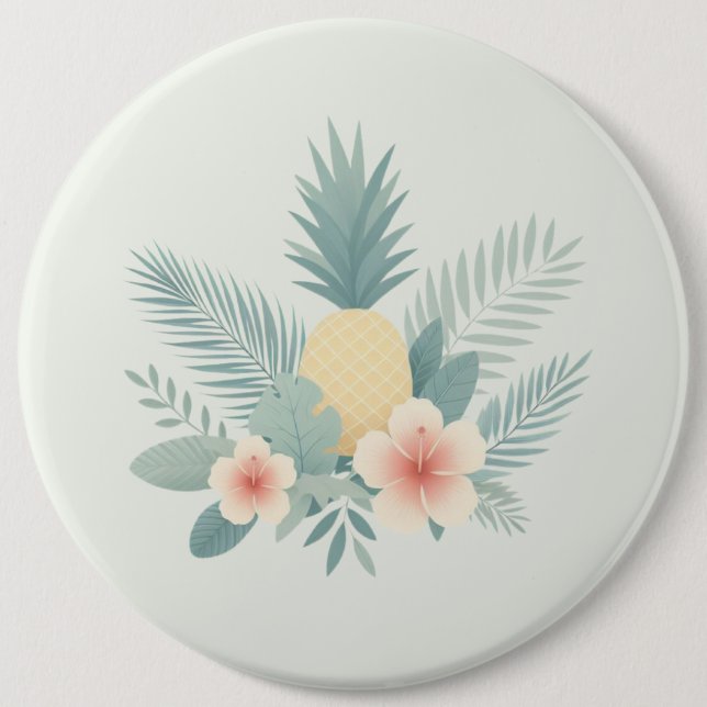 Floral Pineapple & Hawaiian 6 Cm Round Badge (Front)