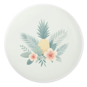 Floral Pineapple & Hawaiian Ceramic Knob