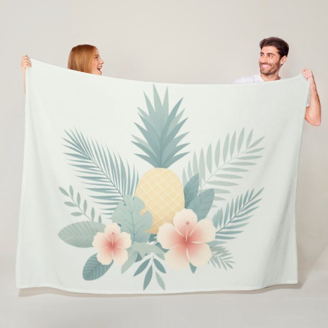 Floral Pineapple & Hawaiian Fleece Blanket (In Situ)