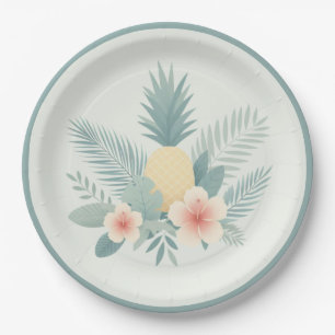 Floral Pineapple & Hawaiian Paper Plate