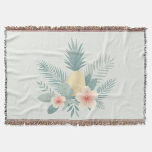 Floral Pineapple & Hawaiian Throw Blanket