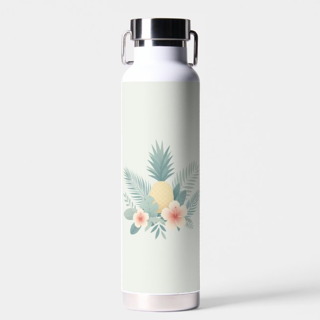 Floral Pineapple & Hawaiian Water Bottle (Front)