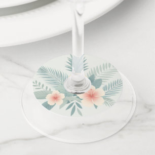 Floral Pineapple & Hawaiian Wine Glass Tag