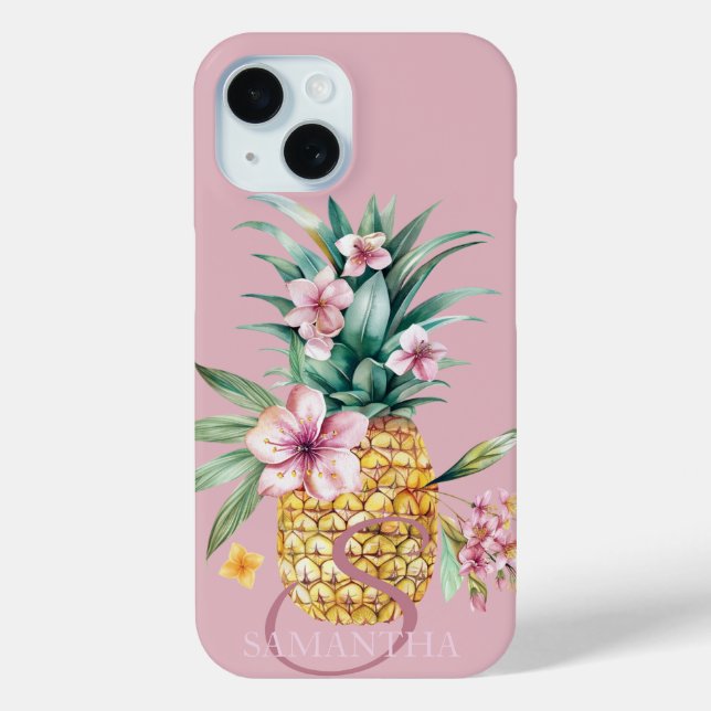 Floral Pineapple Pink Case-Mate iPhone Case (Back)