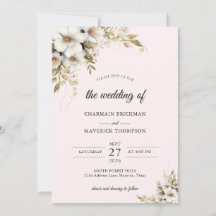  Floral Ping Wedding Invitation