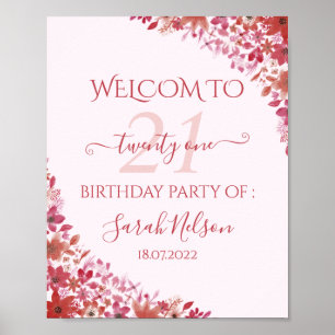 Floral Pink 21st Birthday  Poster