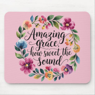 Floral Pink Amazing Grace Mouse Pad
