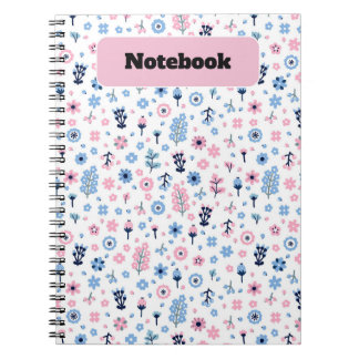 Floral Pink and Blue Pattern Notebook