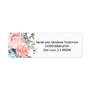 Floral Pink and Blue Roses Return Address Labels