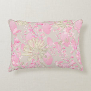 Floral Pink and Gold Accent Pillow