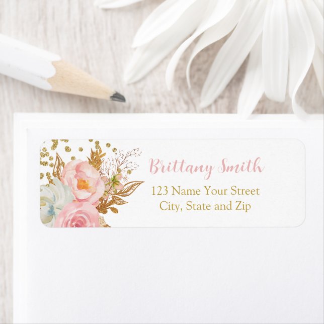 Floral pink and gold label (Insitu)
