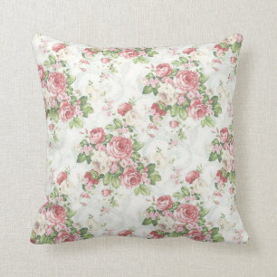 Floral Pink and Green Cushion