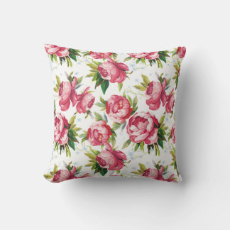 Floral Pink and Green Cushion