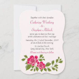 Floral Pink And White Flower Wedding Invitation