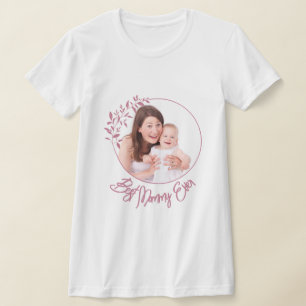 Floral Pink and White Script Custom Mother's Day T-Shirt
