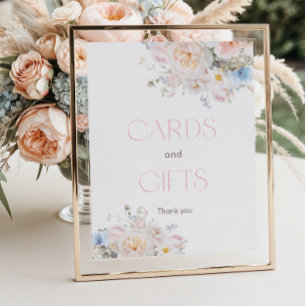 Floral Pink Baby Shower Cards and Gifts Poster