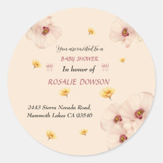 Floral Pink Baby Shower Sticker