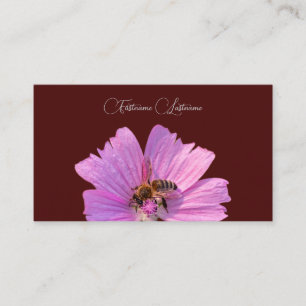 Floral pink blossom flower calligraphy dark red business card