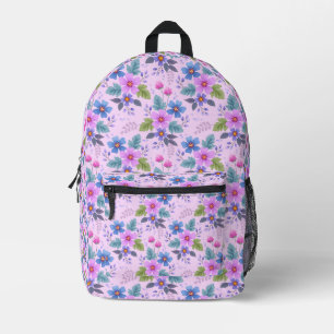 Floral Pink Blue Violet Flowers Pattern-36841 Printed Backpack